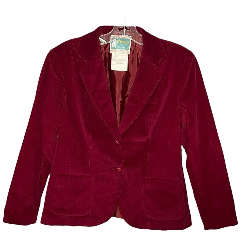 Galliano Vintage Corduroy Blazer Large Deep Red Single-Breasted 2 Button Jacket